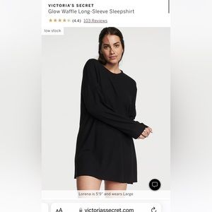 Victoria’s Secret waffle sleep shirt. XS. Black. NEW with tags in shipping bag